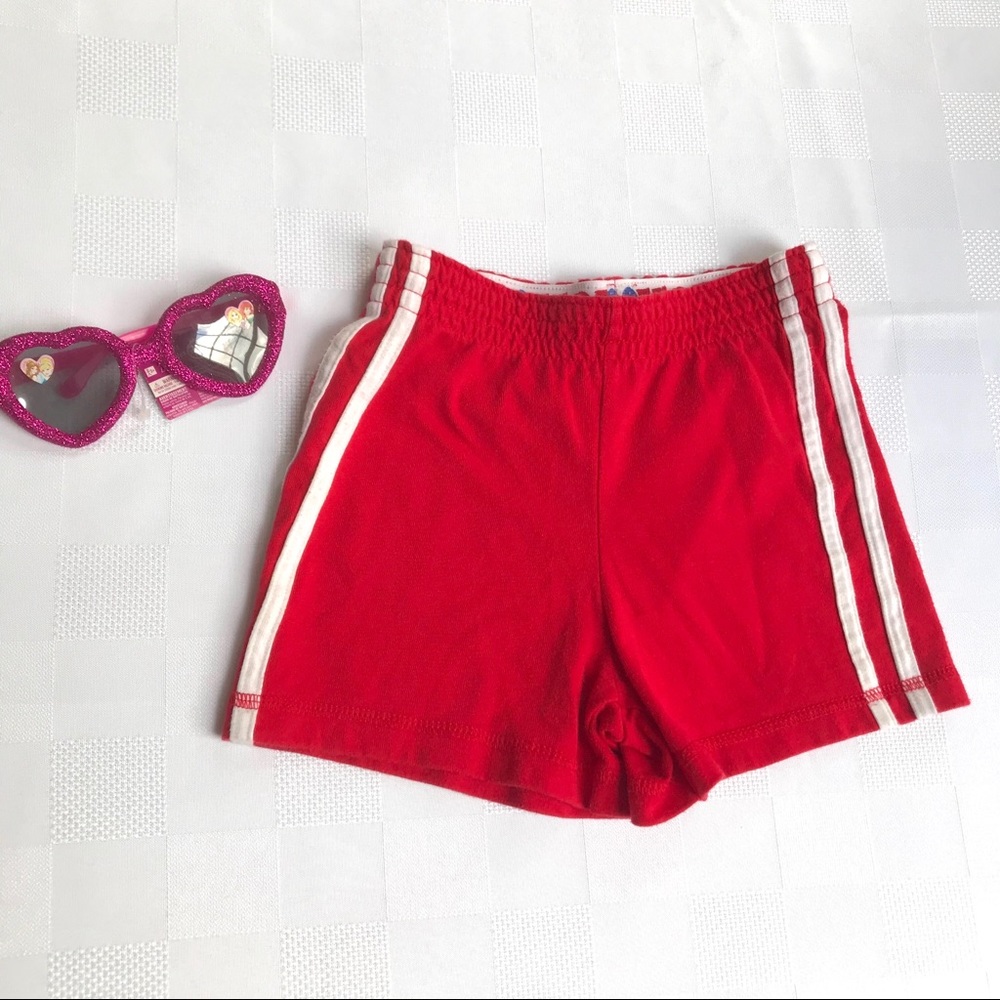 3 for $15 Faded Glory Kids Red Boxing Shorts White Stripes Boxer Gym Short Girls - Picture 2 of 6